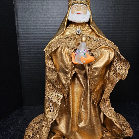 Three Kings Gold Fabriche Bejeweled With Crystals Three Wise Men Holiday Decor - Picture 2 of 12